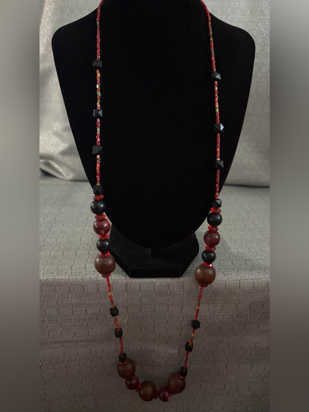 Vintage style mixed media statement necklace